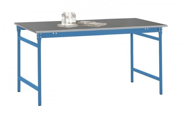Manuflex Beistelltisch BASIS stationär mit Blechbelag-Platte in Lichtblau RAL 5012, BxTxH: 1500 x 800 x 780 mm, Lichtblau, BB3064.5012