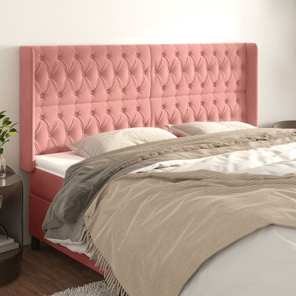 vidaXL Kopfteil mit Ohren Rosa 203x16x118/128 cm Samt, 3119987