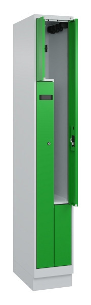 C+P Z-Spind Evolo PLUS, Sockel, 2 Fächer, 1950x300x500mm, 7035/6037, Zylinderschloss, 049023-102 S10039