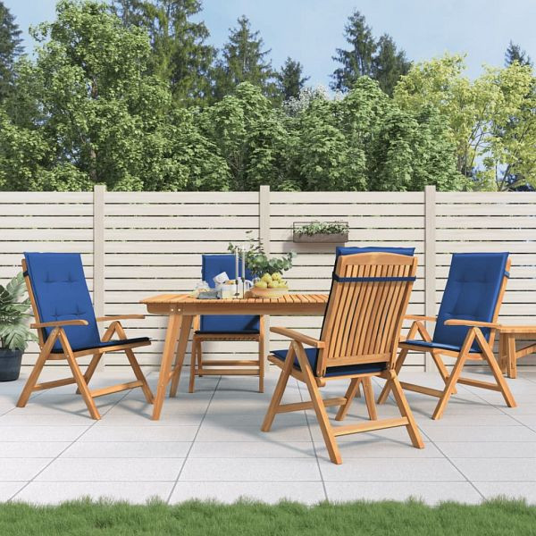 vidaXL Gartenstühle mit Kissen 4 Stück Massivholz Teak, 3196473