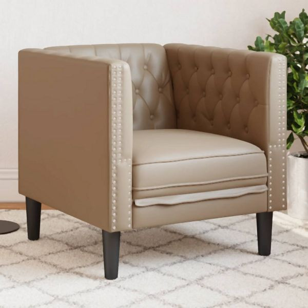 vidaXL Chesterfield-Sessel Cappuccino Kunstleder, 372657