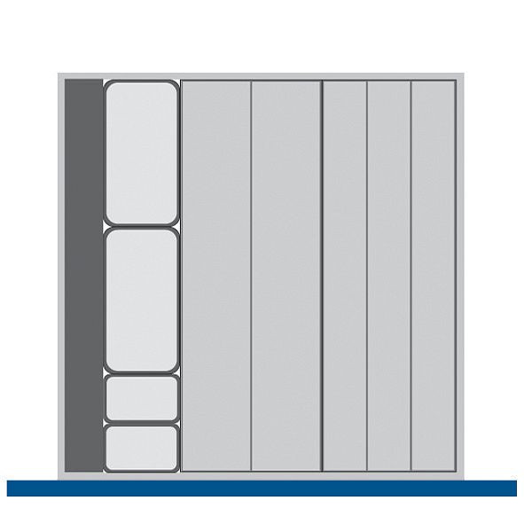 bott cubio Sortiment mit 6 Kompaktmulden 10 Steckwände, 1 Rinne mit 2 Steckwänden BxTxH: 525 x 525 x 28 mm, Kunststoff RAL 7011, 43020004