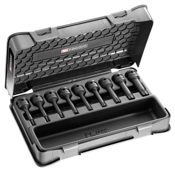 Facom Sortiment mit Impact Steckschlüsseln 1/2" auf Halteschiene, 9-teilig, NSXL.J9APB