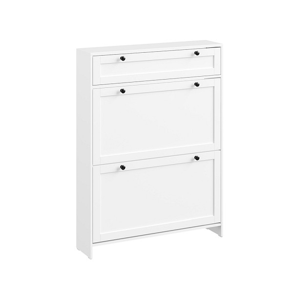 SoBuy Schuhschrank mit einer Schublade Weiß 80x19x107 cm, Modern, FSR207-W