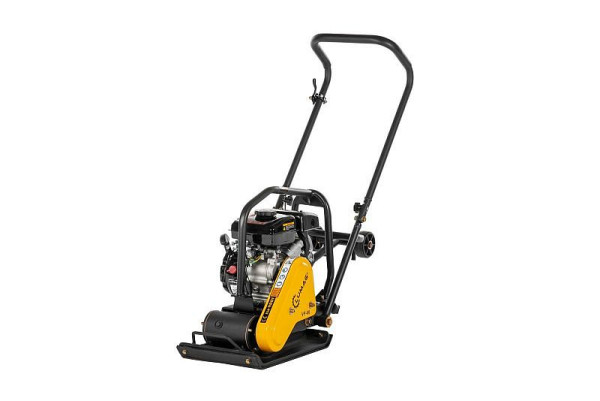 LUMAG Vorwärtslaufende Rüttelplatte 2,0 kW 1,6 L inkl. Fahrwerk und Gummimatte, VP 60