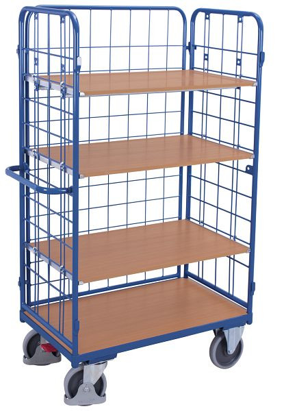 VARIOfit Etagenwagen hoch, Außenmaße: 1.190 x 725 x 1.820 mm, RAL 5010 enzianblau, 3 variable Etagenböden, sw-700.304