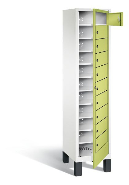 C+P Wäsche-Sammelschrank Evolo, H1850xB420xT500mm, Farbe: Verkehrsweiß / Viridingrün, 48060-110 S10117