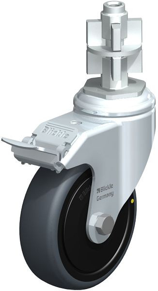 Blickle LKRA-TPA 101K-11-FI-ELS-FK-E17 Apparate-Lenkrolle mit Expander & Feststeller, Thermoplastisches Gummi-Elastomer, Grau, 739956