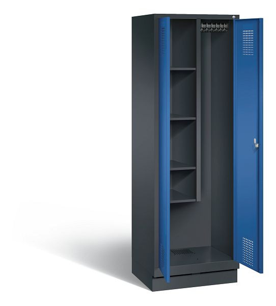 C+P Putzmittel-Spind Evolo, H1800xB610xT500mm, Farbe: Schwarzgrau / Enzianblau, 48120-00 S10112