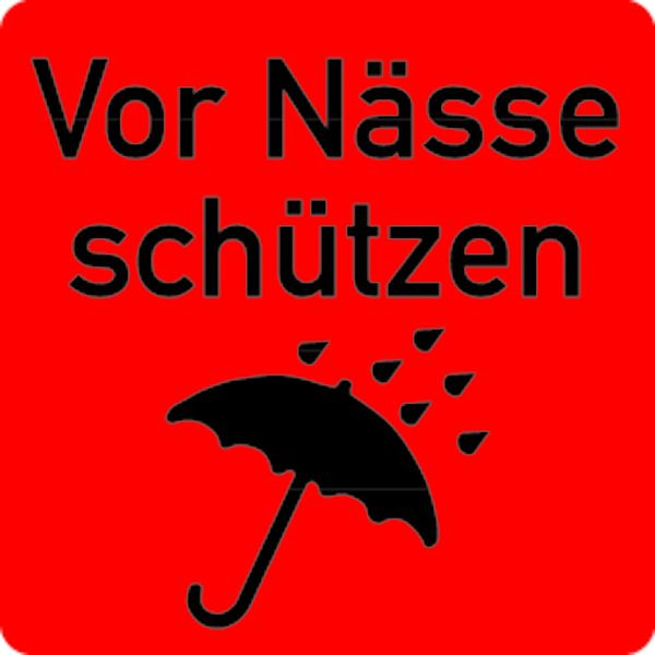 Schilder Klar Verpackungskennzeichen Vor Nässe schützen, Rolle á 500 Stück, 40x40 mm Papier selbstklebend, 6629/90