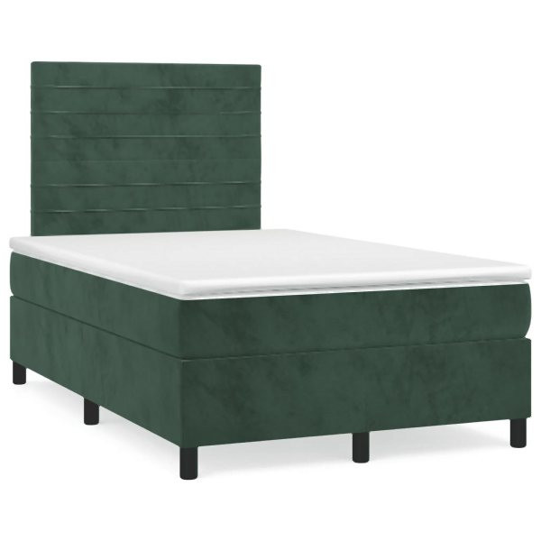 vidaXL Boxspringbett mit Matratze & LED Dunkelgrün 120x190 cm Samt, 3270320