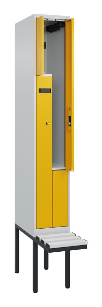 C+P Z-Spind Evolo PLUS, Bank, 2 Fächer, 2120x300x815mm, 7035/1004, Zylinderschloss, Material Sitzfläche Kunststoff, 0490437-102 S10075