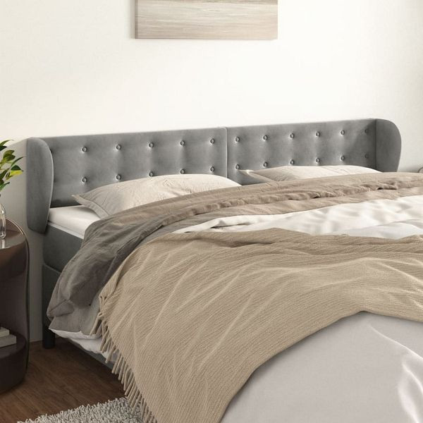 vidaXL Kopfteil mit Ohren Hellgrau 183x23x78/88 cm Samt, 3117638