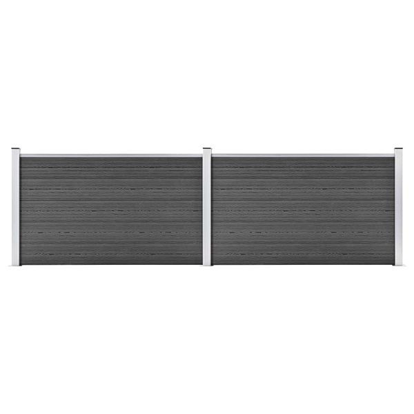 vidaXL Zaunelement Set WPC 353x105 cm Schwarz, Material: WPC (Holz-Kunststoff-Verbundwerkstoff), Aluminium, Stahl, 3070447
