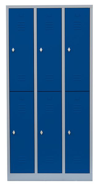 Lüllmann Stahl-Kleiderschrank / Garderobenschrank, 1800 x 885 x 500 mm, Lichtgrau/Enzianblau, 520231