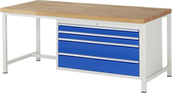 RAU Werkbank Serie 8000 - Modell 8361, B2000 x T900 x H840-1040 mm, Systemunterbau B1995 x T850 x H800-1000 mm, 03-8361A1-209B4H.11