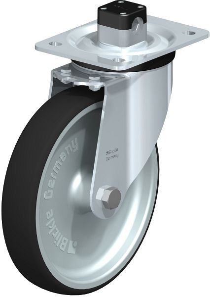 Blickle L-PATH 200G-CS11 Stahlblech-Lenkrolle, mittelschwere Ausführung, mit Anschraubplatte & Zentralfeststeller, Thermoplastisches Polyurethan, 852215