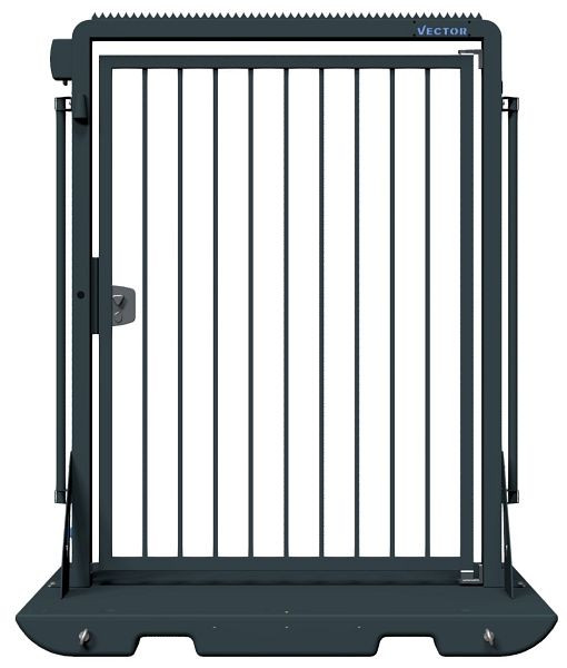 SCHAKE-VECTOR Mobile Tür V-Door, verzinkt + schwarz-matt pulverbeschichtet, ohne Zutrittskontrolle, auf Plattform montiert, mit Knauf, VPDP22SKB0244