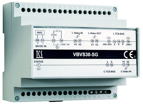 TCS Versorgungs- und Steuergerät für Video-Unteranlagen an 1 Strang, Hutschiene 6 TE, VBVS30-SG