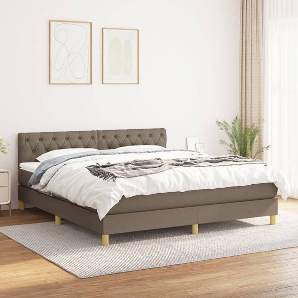 vidaXL Boxspringbett mit Matratze Taupe 160x200 cm Stoff, 3140869