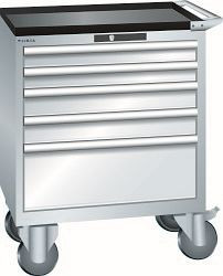 LISTA Schubladenschrank mobil 36x27E (BxTxH) 717x572x962mm AUTO Lock, Lichtgrau, 5 Schubladen, Fronthöhen: 75 - 250 mm, 78.608.020.A