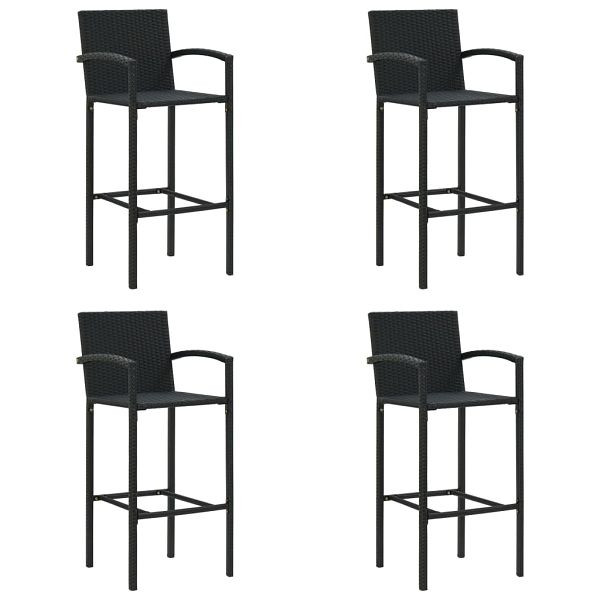 vidaXL Barhocker 4 Stück Schwarz Poly Rattan, 313455