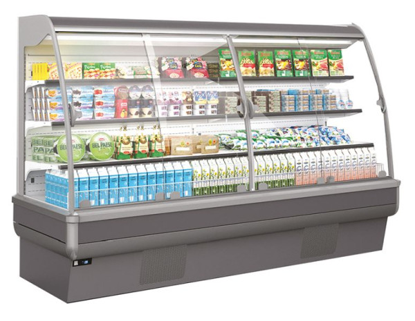 NordCap Impuls-Wandkühlregal AMBER 1250 M2, für Take-Away Kühlprodukte und Getränkekühlung, steckerfertig, Umluftkühlung, 454701602