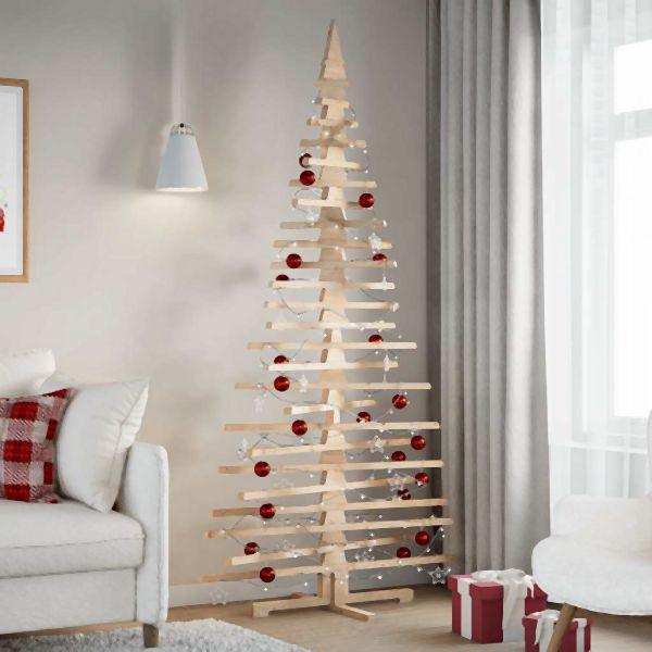 vidaXL Weihnachtsbaum Holz zum Schmücken 210 cm Massivholz Kiefer, 4103973