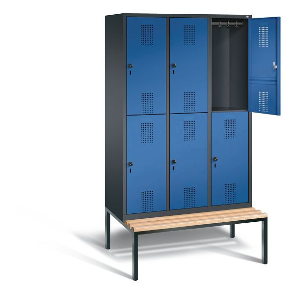 C+P Spind doppelstöckig Evolo, H2090xB1200xT815mm, Farbe: Schwarzgrau / Enzianblau, 48350-32 S10022