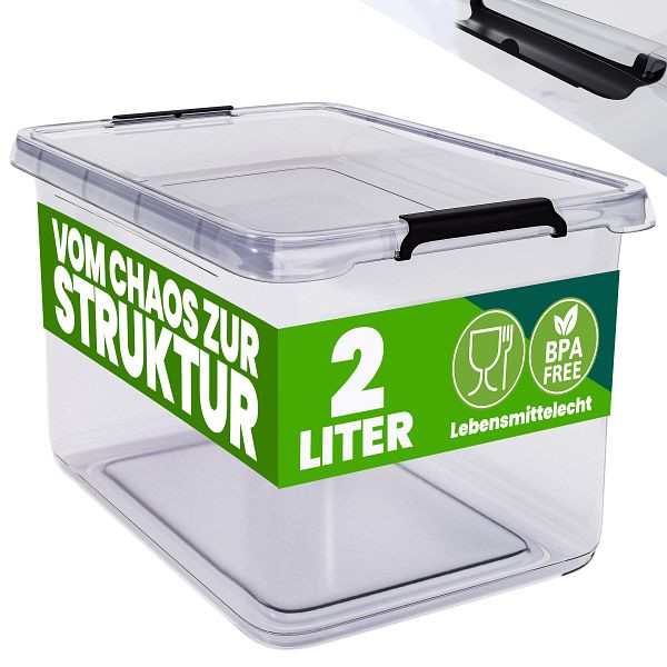DEUBA Aufbewahrungsbox 20x15x12cm 2L transparent stapelbar, 109786