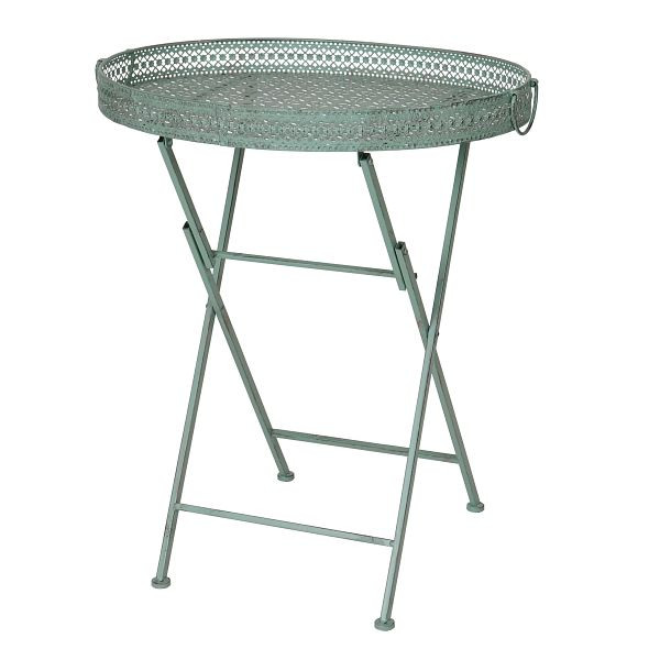 Mendler Klapptisch HWC-C39, Gartentisch, klappbar Metall antik-grün, 58876