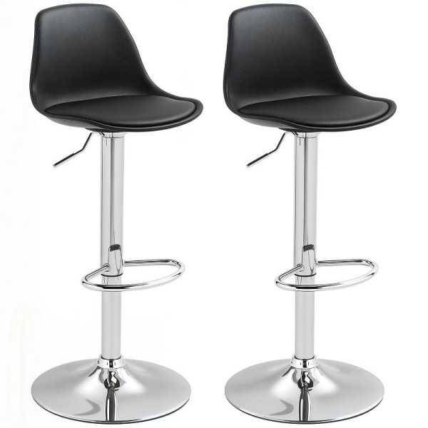 HOMCOM 2er-Set Barhocker, Barstühle, Drehstühle mit Lehne, bis 120 kg belastbar, 835-597V00BK