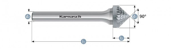 Karnasch Hartmetall-Frässtift unbeschichtet KSK/ HP-3 d1= 10,0 / l2= 5 / d2= 6 / l1= 53mm, VE: 3 Stück, 113111015