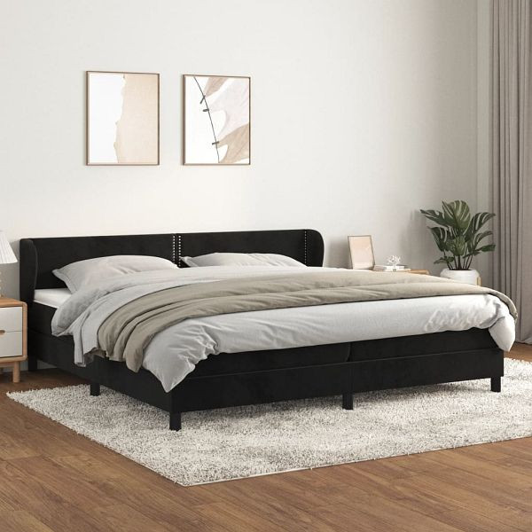 vidaXL Boxspringbett mit Matratze Schwarz 200x200 cm Samt, 3127453