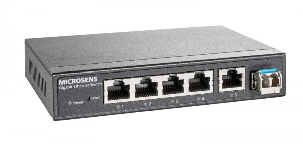 MICROSENS 6 Port Gigabit Switch 5x10/100/1000Base-T, MS453514M