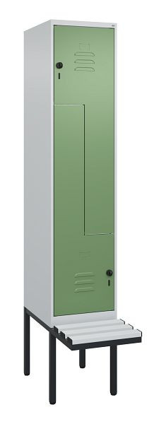 C+P Z-Spind Classic PLUS, Bank, 2 Abteile, 2120x400x815mm, 7035/6011, Drehriegel, 0800437-122 S10036