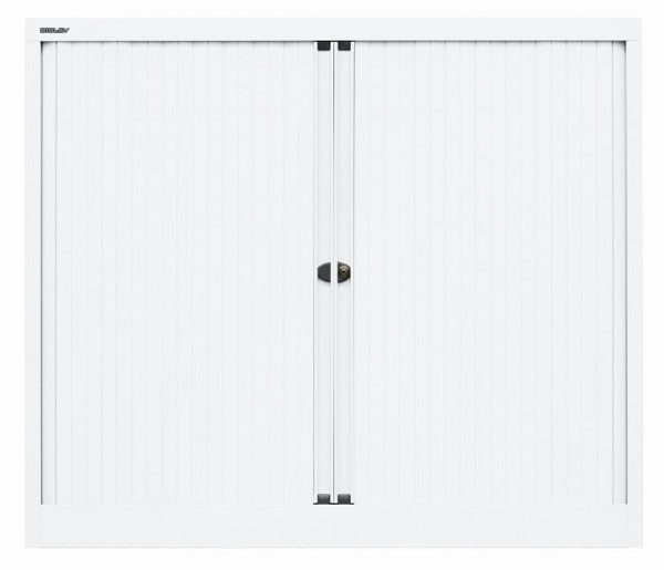 Bisley Rollladenschrank EuroTambour, 2 Fachböden, 2,5 OH, B 1200 mm, Rollladen verkehrsweiß, Korpus verkehrsweiß, ET412102SPWW696