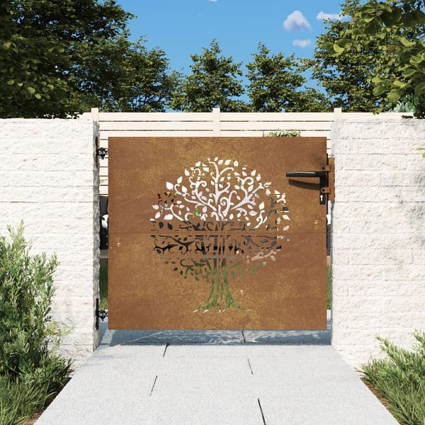 vidaXL Gartentor 85x75 cm Cortenstahl Baum-Design, 153208