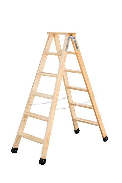 Munk Günzburger Steigtechnik Stufen-Stehleiter beidseitig begehbar Holz, 033812