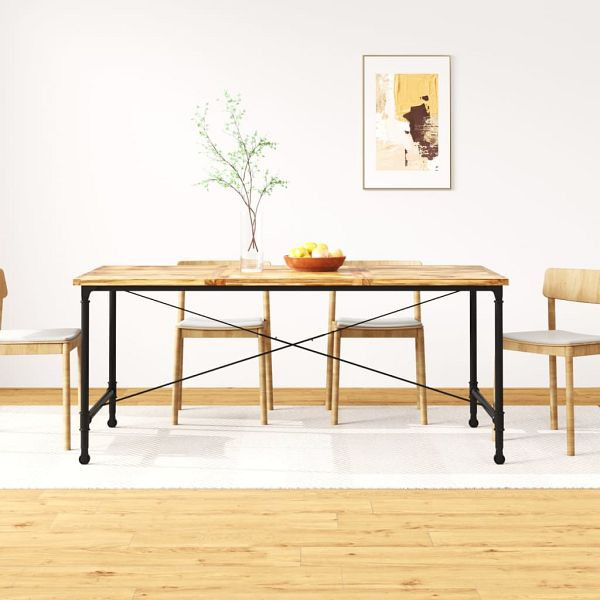vidaXL Esstisch Massivholz Mango 180 cm, Material: Mangoholz mit matter Lackierung + pulverbeschichteter Stahl, 243993