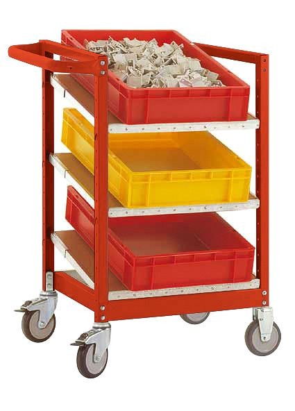 Manuflex Eurokastenwagen VARIMOBIL 250 kg mit Holzböden, HxBxT = 950 x 470 x 600 mm, rotorange, TV3371.2001