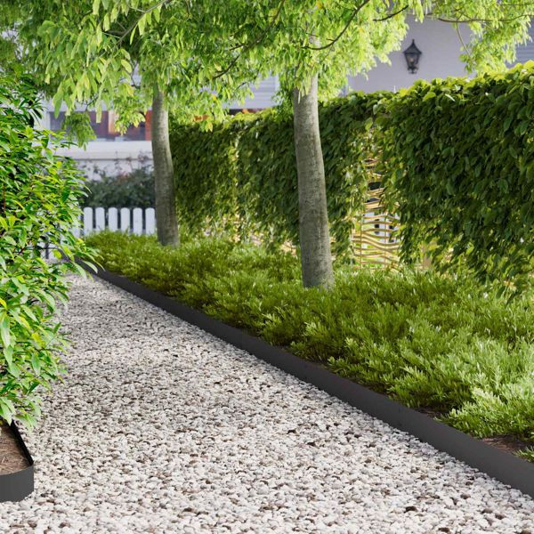 vidaXL Raseneinfassung 50-teilig 103 x 15 cm Metall Schwarz, 8008241