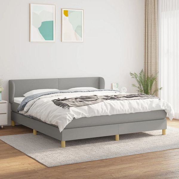 vidaXL Boxspringbett mit Matratze Hellgrau 180x200 cm Stoff, 3126661