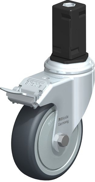 Blickle LKRA-TPA 101K-11-FI-FK-EV15 Apparate-Lenkrolle mit Expander & Feststeller, Thermoplastisches Gummi-Elastomer, Grau, 847874