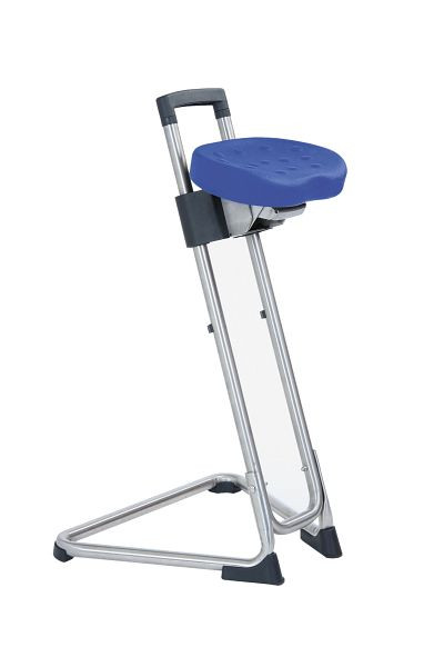 Lotz "Die Standhafte" Stehhilfe, ergonomisch, PU-Sitz schwarz, Gestell Edelstahl höhenverstellbar 600-850, seitlich schwenkbar, 3600.33