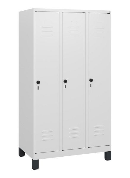 C+P Umkleidespind Classic PLUS, Füße, 3 Abteile, 1630x900x500mm, 9016/9016, Drehriegel, 0800105-30 S10014