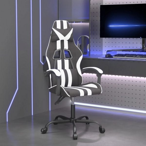 vidaXL Gaming-Stuhl Schwarz und Weiß Kunstleder, 3143823