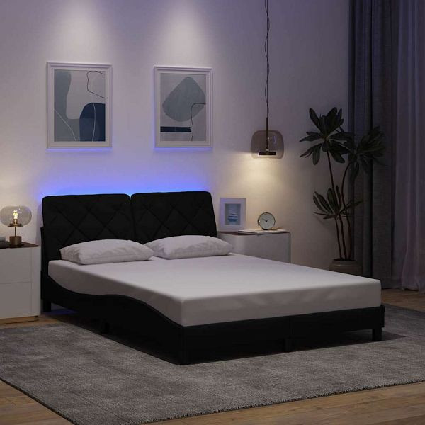 vidaXL Bettgestell mit LED ohne Matratze Schwarz 120x200 cm Stoff, 3310659
