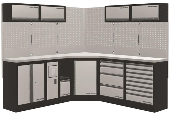Kraftwerk Mobilio 5er Kombi, Unterschranke, Eckschrank, Oberschrank, Edelstahl-Platte, 3964OIX