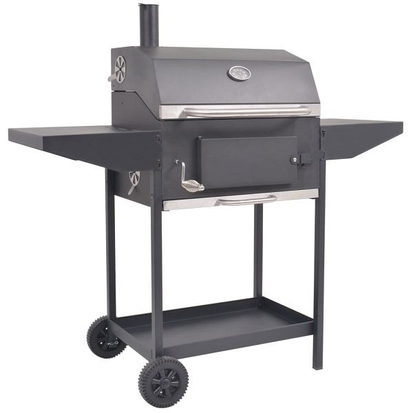 vidaXL Holzkohlegrill Smoker mit Ablage Schwarz, Stahl, 43048
